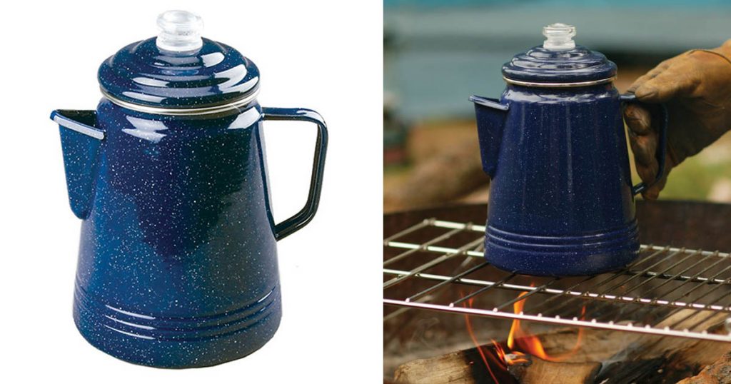 Percolator over a campfire