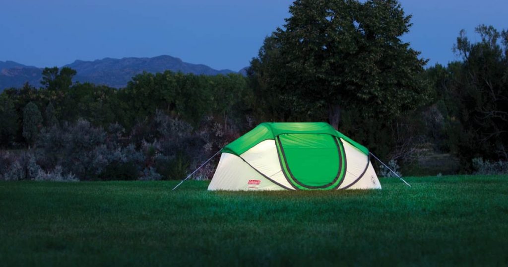 Coleman pop-up tent outdoors