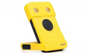 The yellow WakaWaka Solar Power+ Powerbank and light.