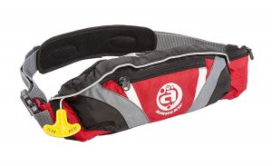 Th red Airhead Inflatable belt pack life preserver.