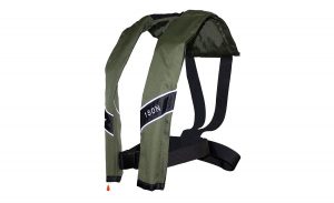 The Eyson Slim Inflatable PFD life vest in olive green.