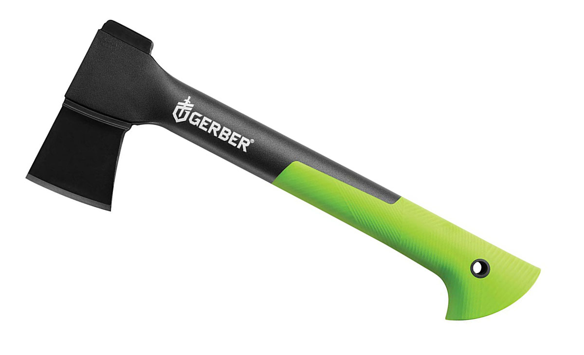 Gerber Sport Axe with green handle.