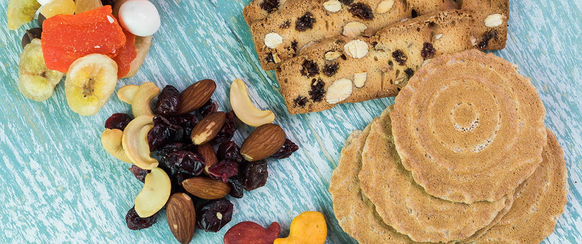 Close up of variety of snacks