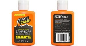 Front and back views of Base Camp Biodegradable Soap by Base Camp