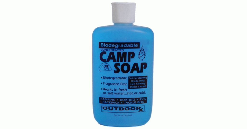 Outdoor RX Camp Soap is an effective outdoor detergent.
