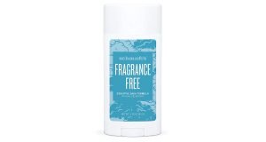 Schmidt's Aluminum Free Natural Deodorant white container with blue label.
