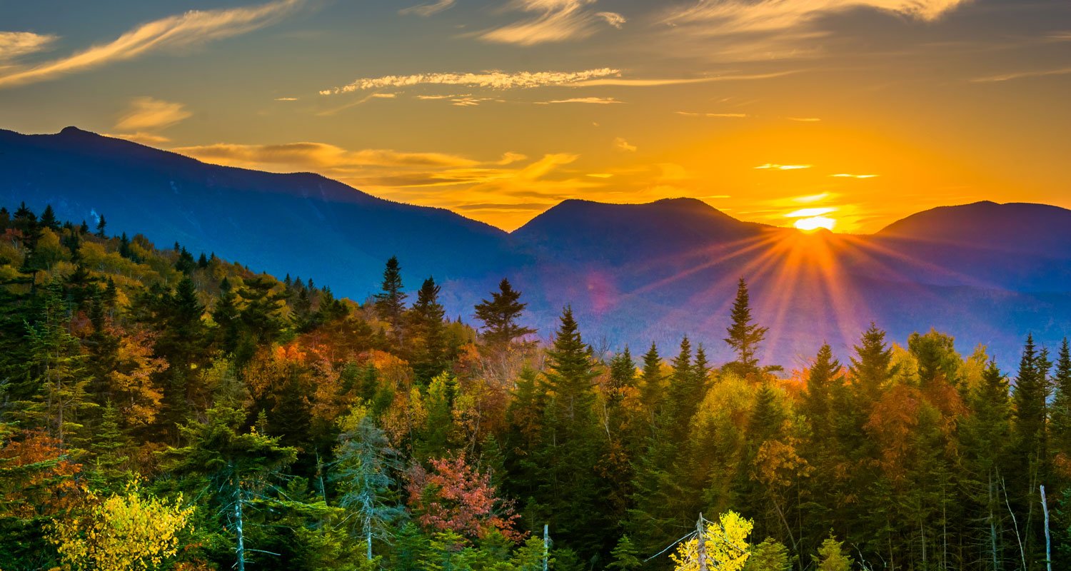 Sunset over mountains in White Mountain National Park